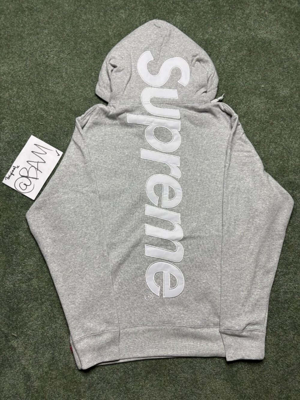 Supreme Applique Hoodie - Grey/White Satin